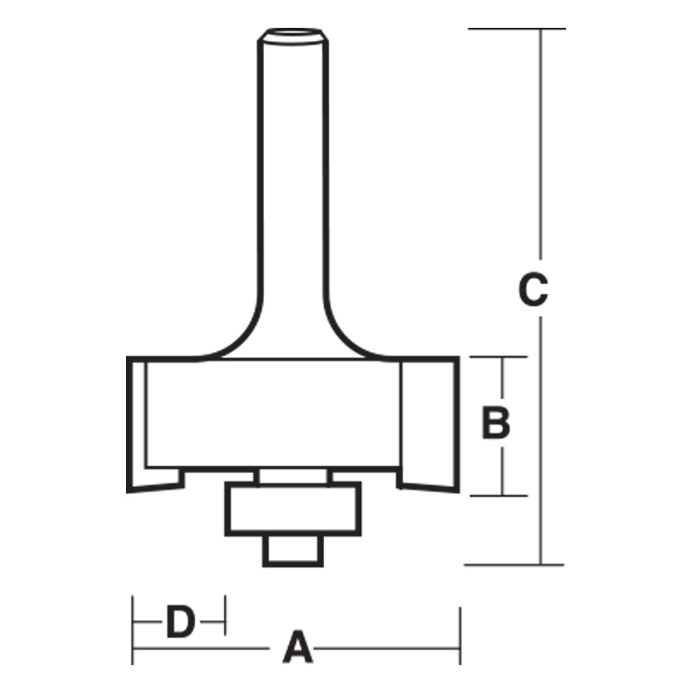 2 Flute - Rebating Bit with Pilot with Ball Bearing Guide - Carbide Tipped
