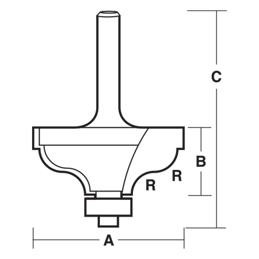 2 Flute - Ogee Bit with Ball Bearing Guide - Carbide Tipped