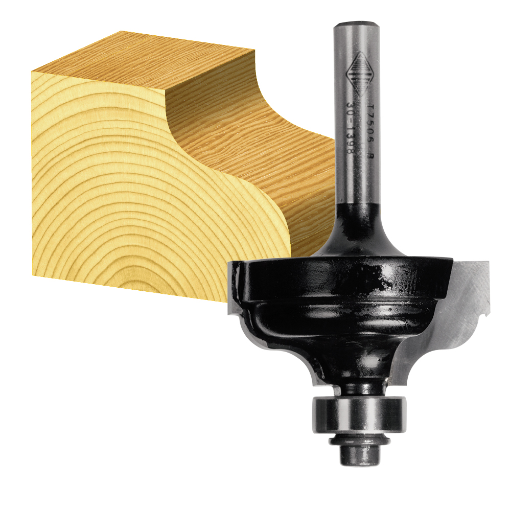 2 Flute - Ogee Bit with Ball Bearing Guide - Carbide Tipped