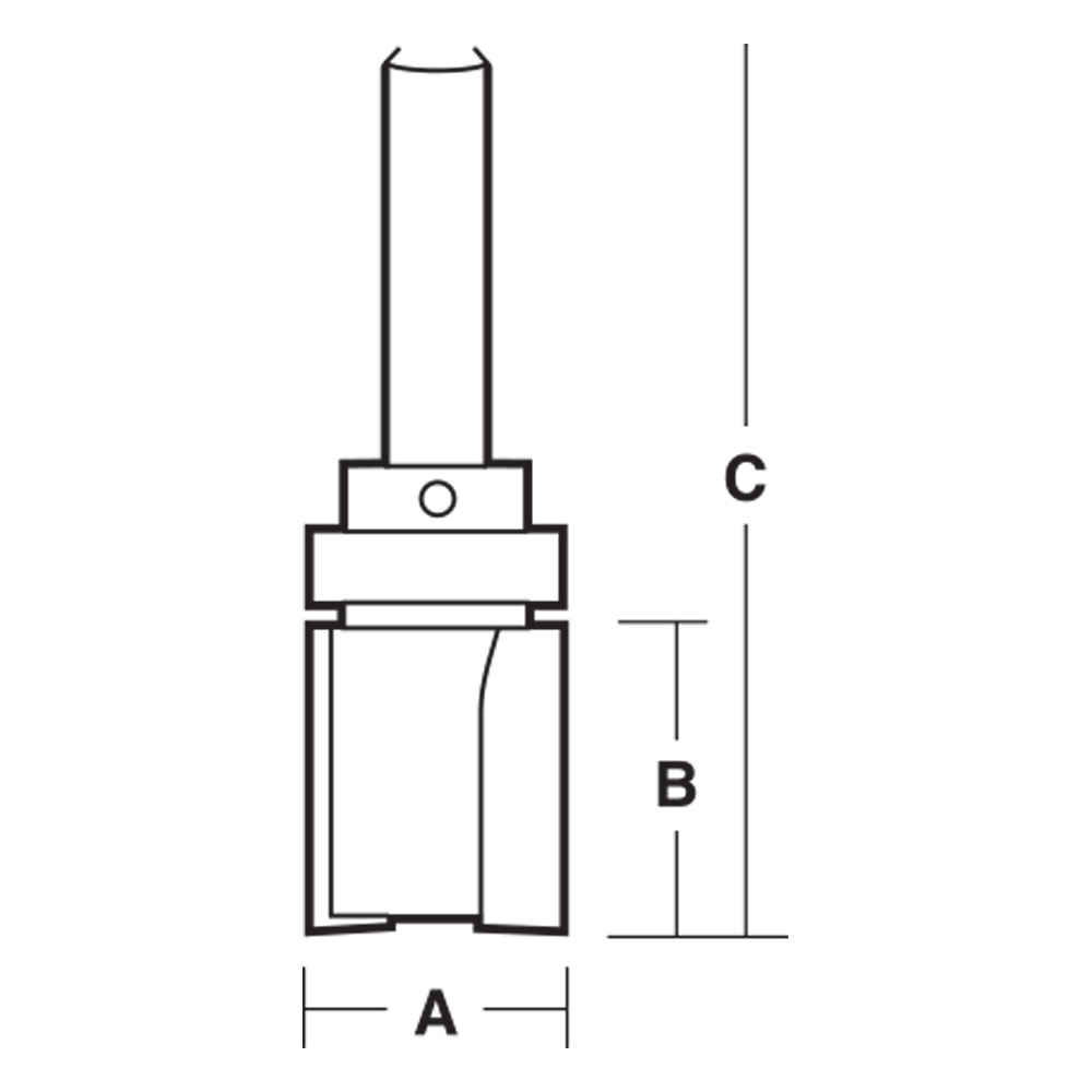 2 Flute - Inverted Flush Trimming Bit with Ball Bearing Guide - Carbide Tipped