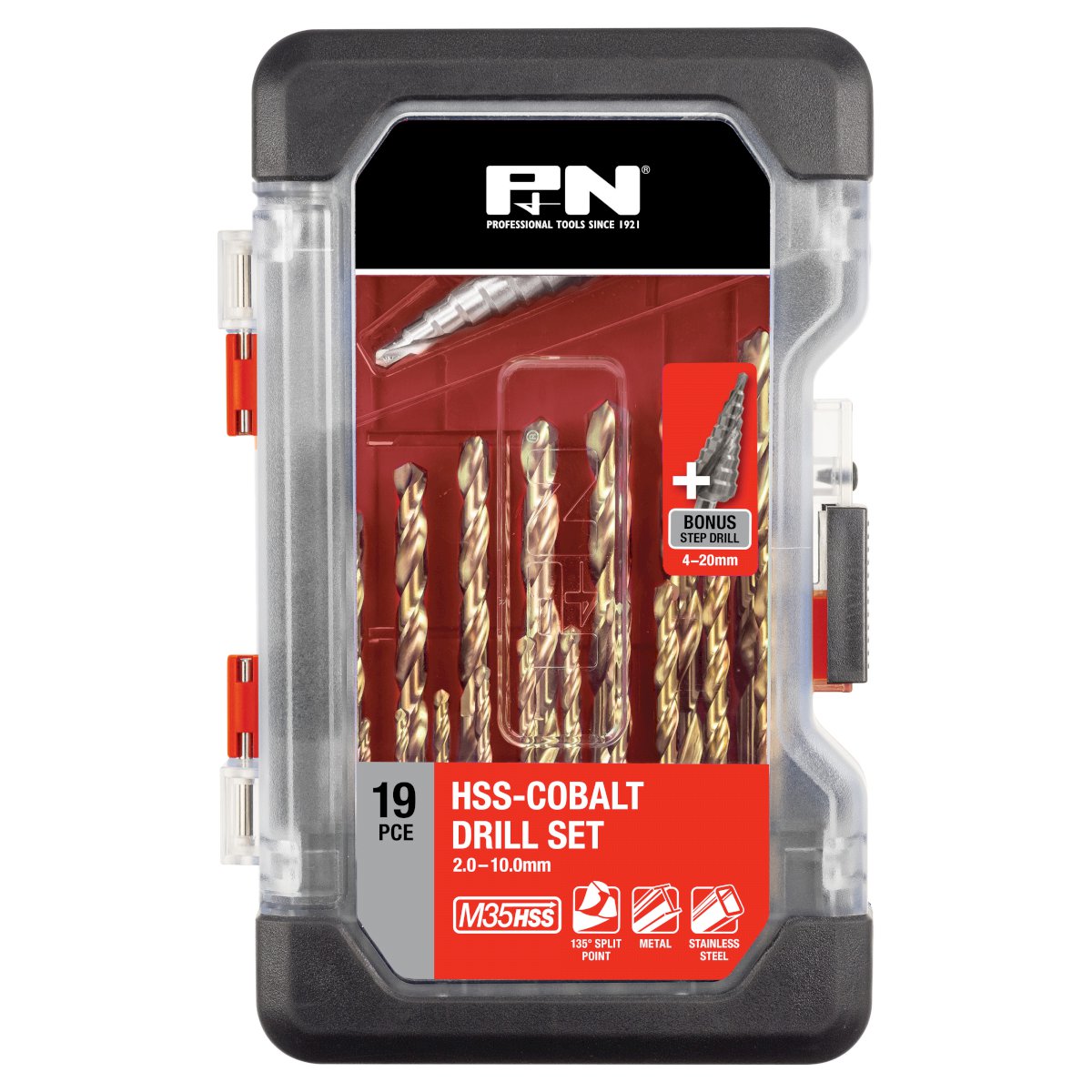 DRILL JOBBER SET M35 HSSCO 19+1PC W/STEP DR P&N P&N Tools