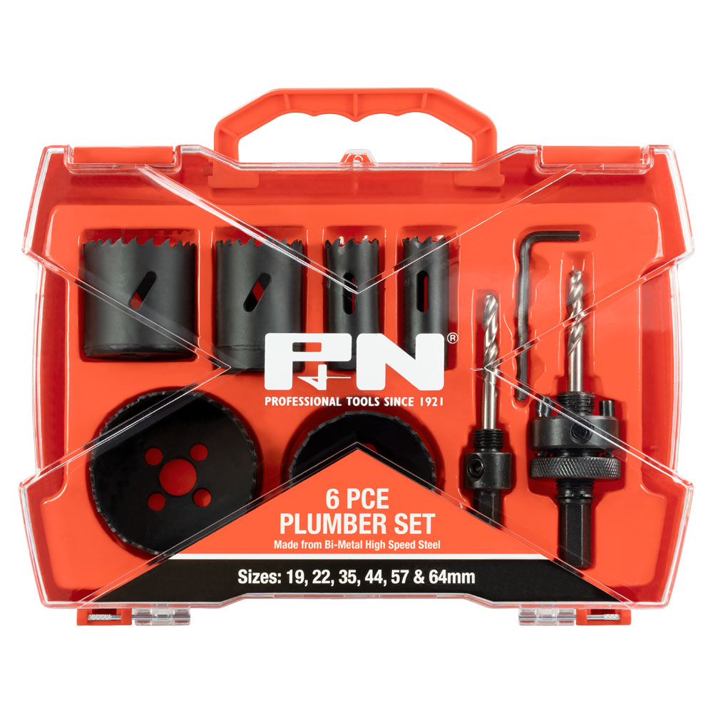 HOLESAW SET PLUMBER BIM 19 22 35 44 57 63 + 2 ARB P&N