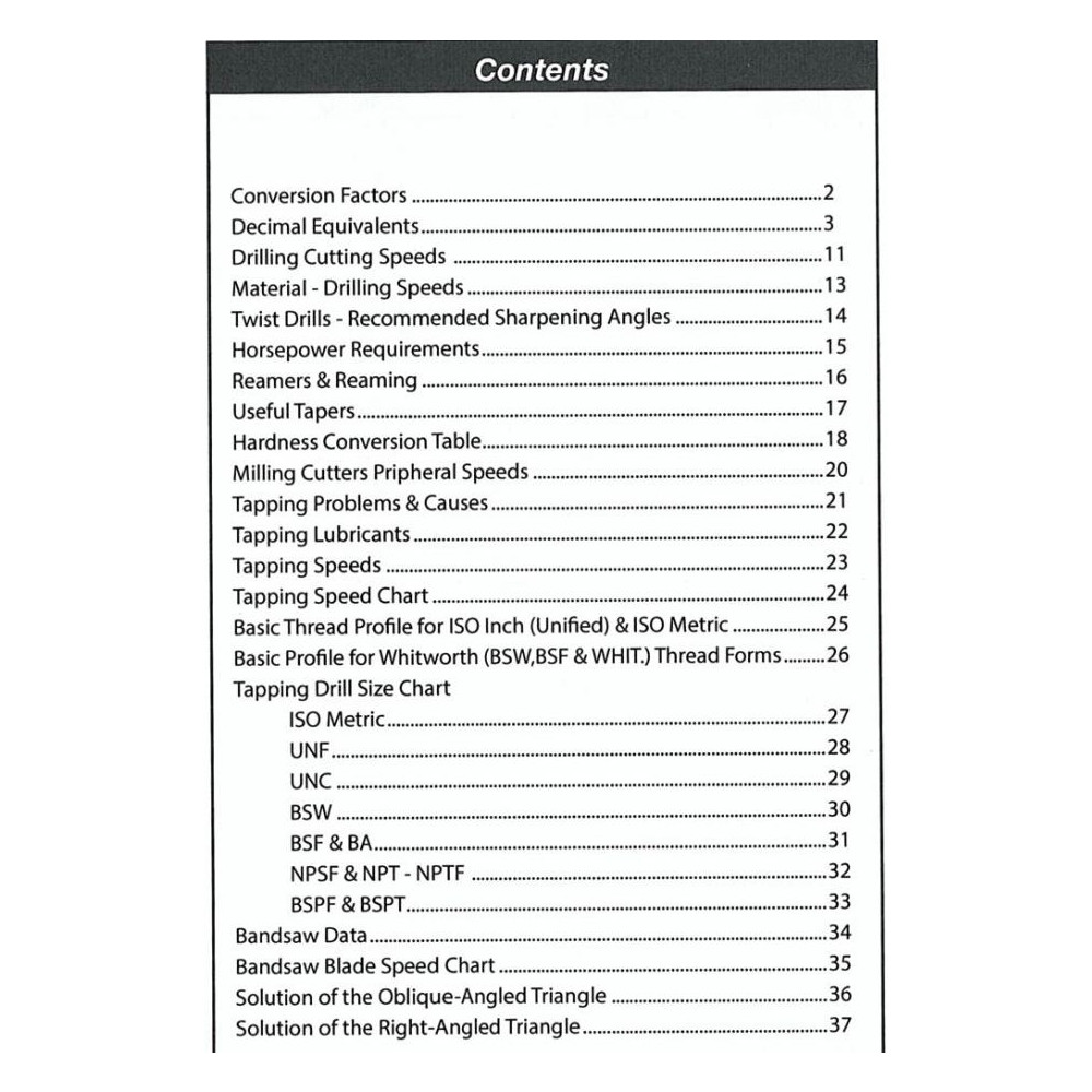 Product: TRADE TOOLS TECHNICAL TABLES - USEFUL BASIC ENGINEERING TABLES